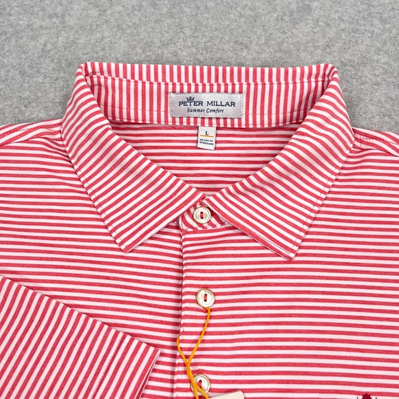 NEW Peter Millar Polo Shirt Large Striped Crown Sport County Louth Golf Ireland - Picture 7 of 12
